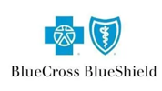 BlueCross BlueShield logo featuring a blue medical cross and a shield with a caduceus symbol.