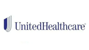 UnitedHealthcare logo featuring a blue stylized "U" icon and professional serif typography.