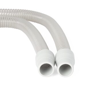 Flexible grey corrugated respiratory tubing with universal 22mm cuffs for anesthesia or ventilator use.