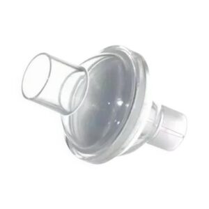 Clear plastic universal bacterial and viral filter for respiratory machines and suction units.